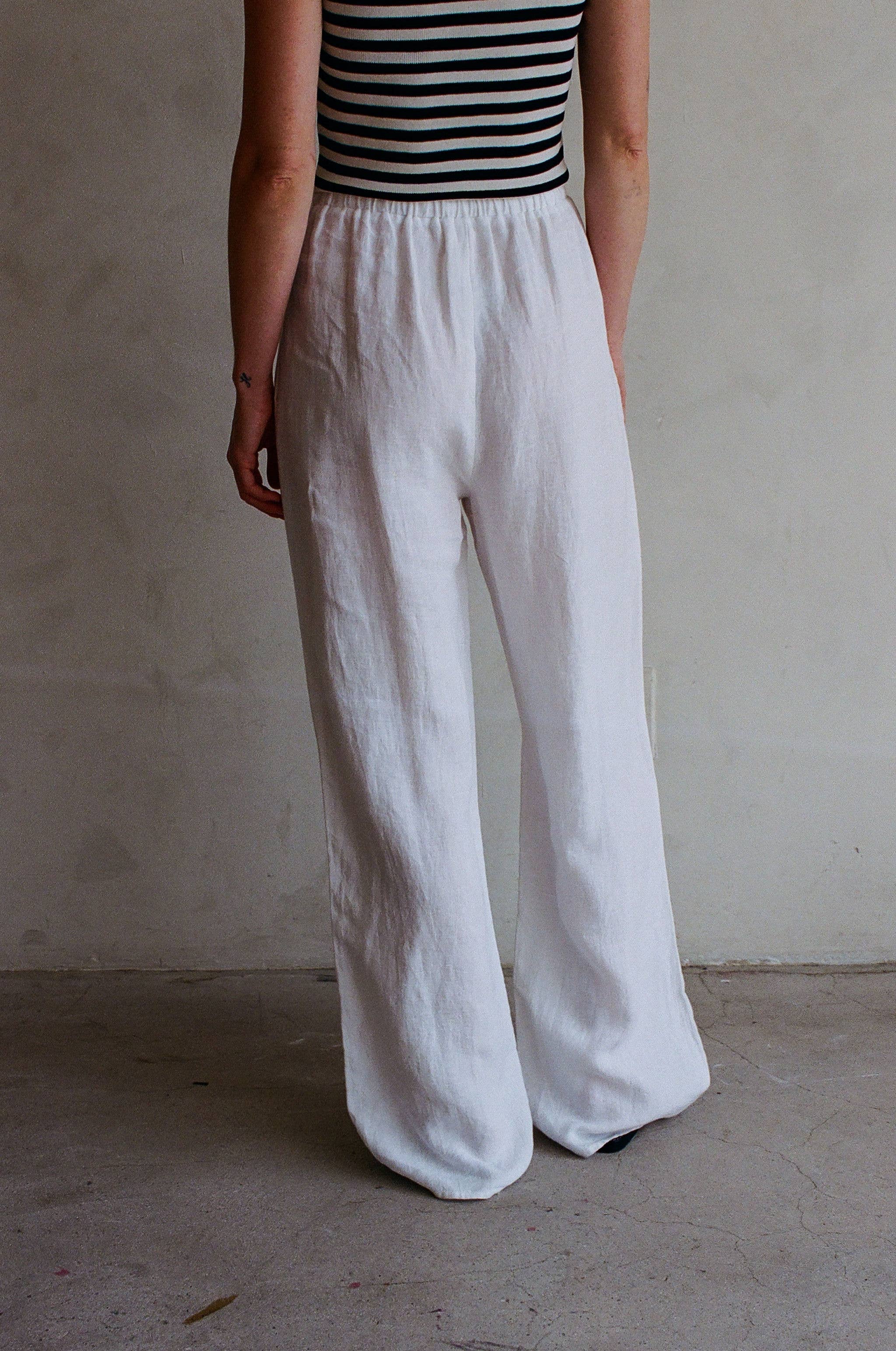Woven 100% Linen Wide Leg Pants