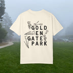 Golden Gate Park Sketch | Adult Unisex Cotton T-Shirt | Gold-en Gate Park Flowers