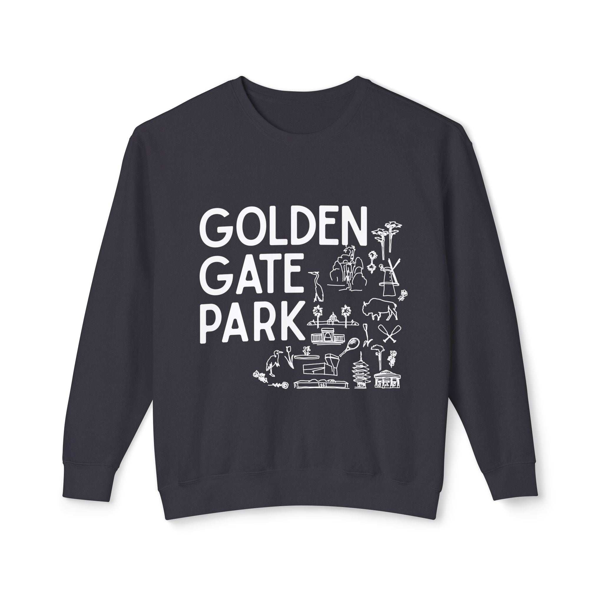 Golden Gate Park | Adult Unisex Crewneck Sweatshirt | A bit of Sketching on the Front