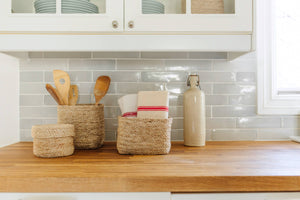 Square Tabletop Basket - natural jute