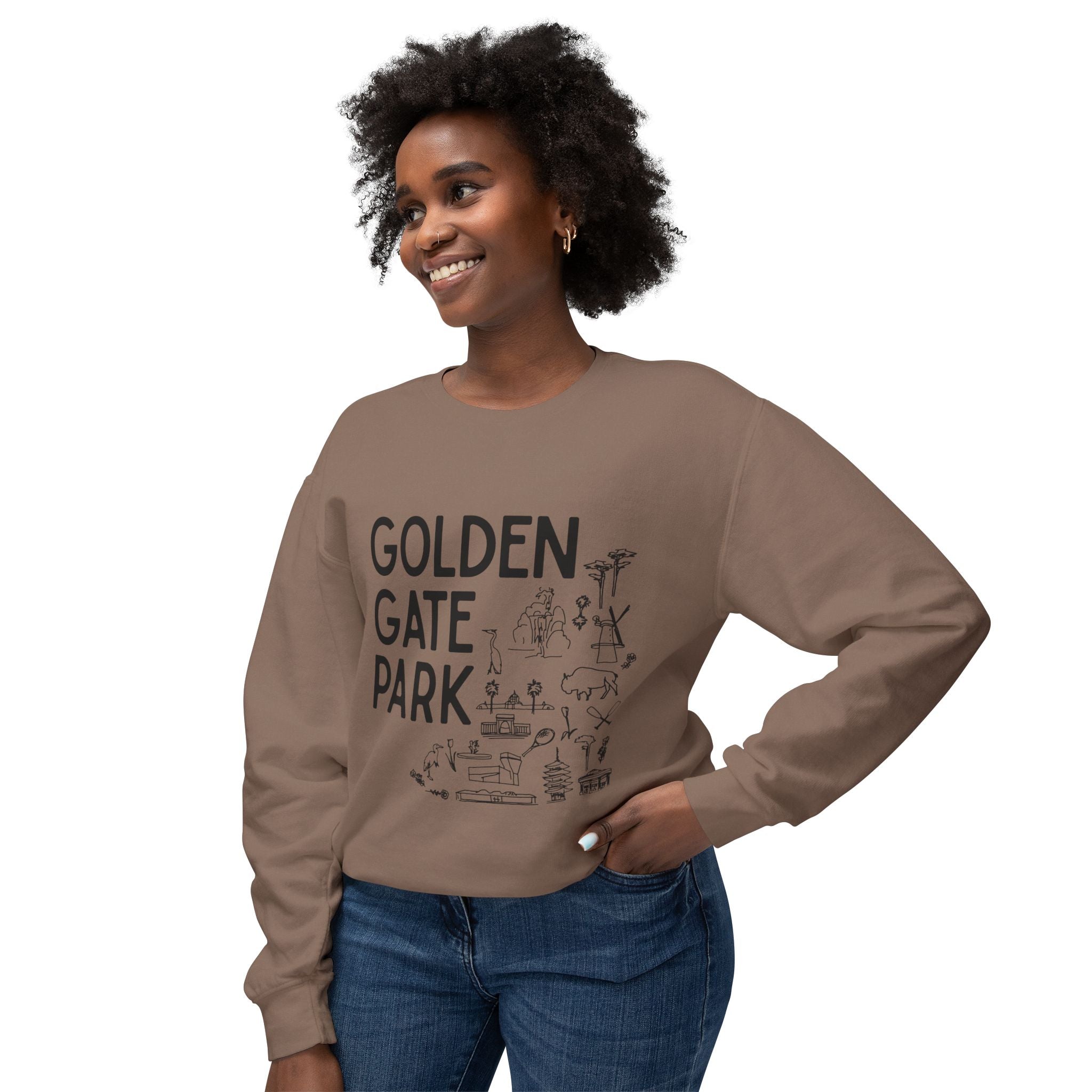Golden Gate Park | Adult Unisex Crewneck Sweatshirt | A bit of Sketching on the Front