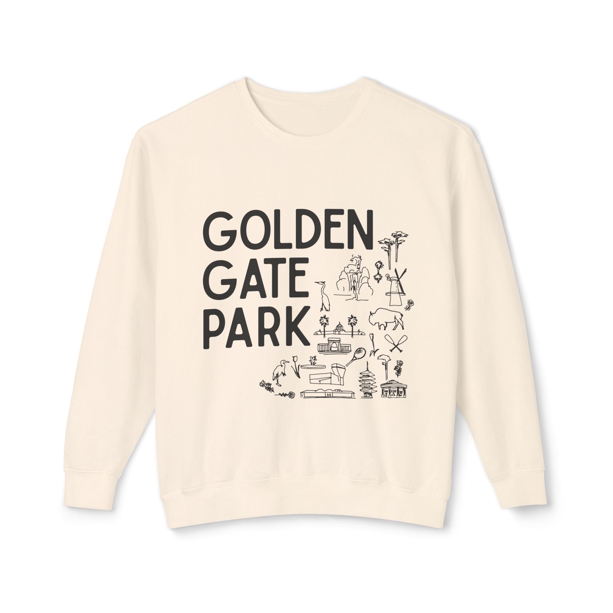Golden Gate Park | Adult Unisex Crewneck Sweatshirt | A bit of Sketching on the Front