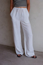 Woven 100% Linen Wide Leg Pants