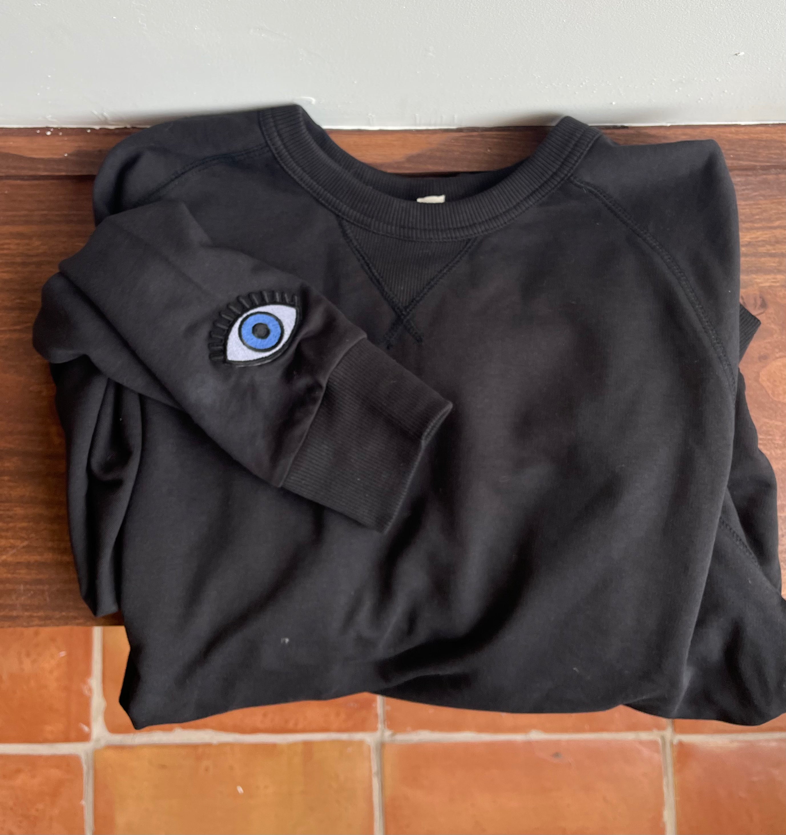 Adult Patch Crew Sweatshirt - Black