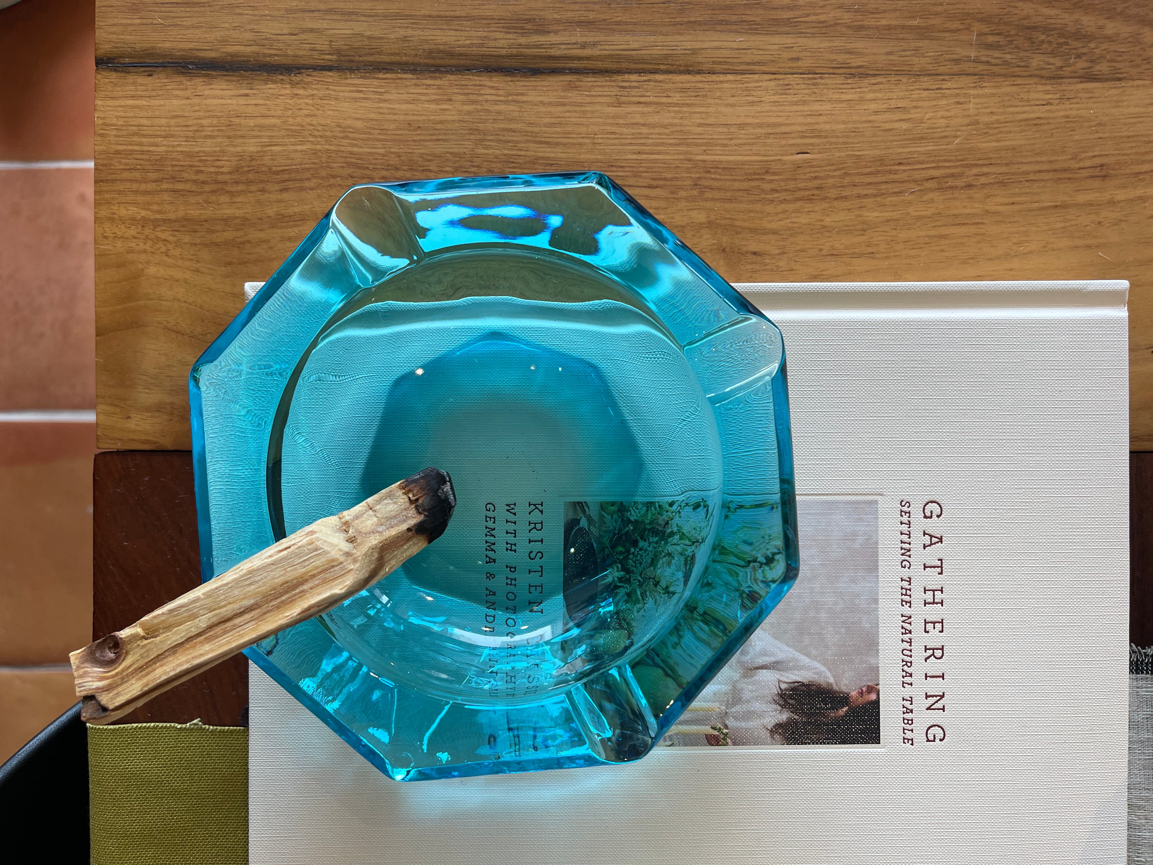 Vintage Light Blue Hazel-Atlas Glass Ashtray / Catchall
