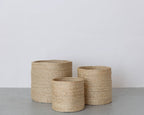 Tall Round Basket - natural jute