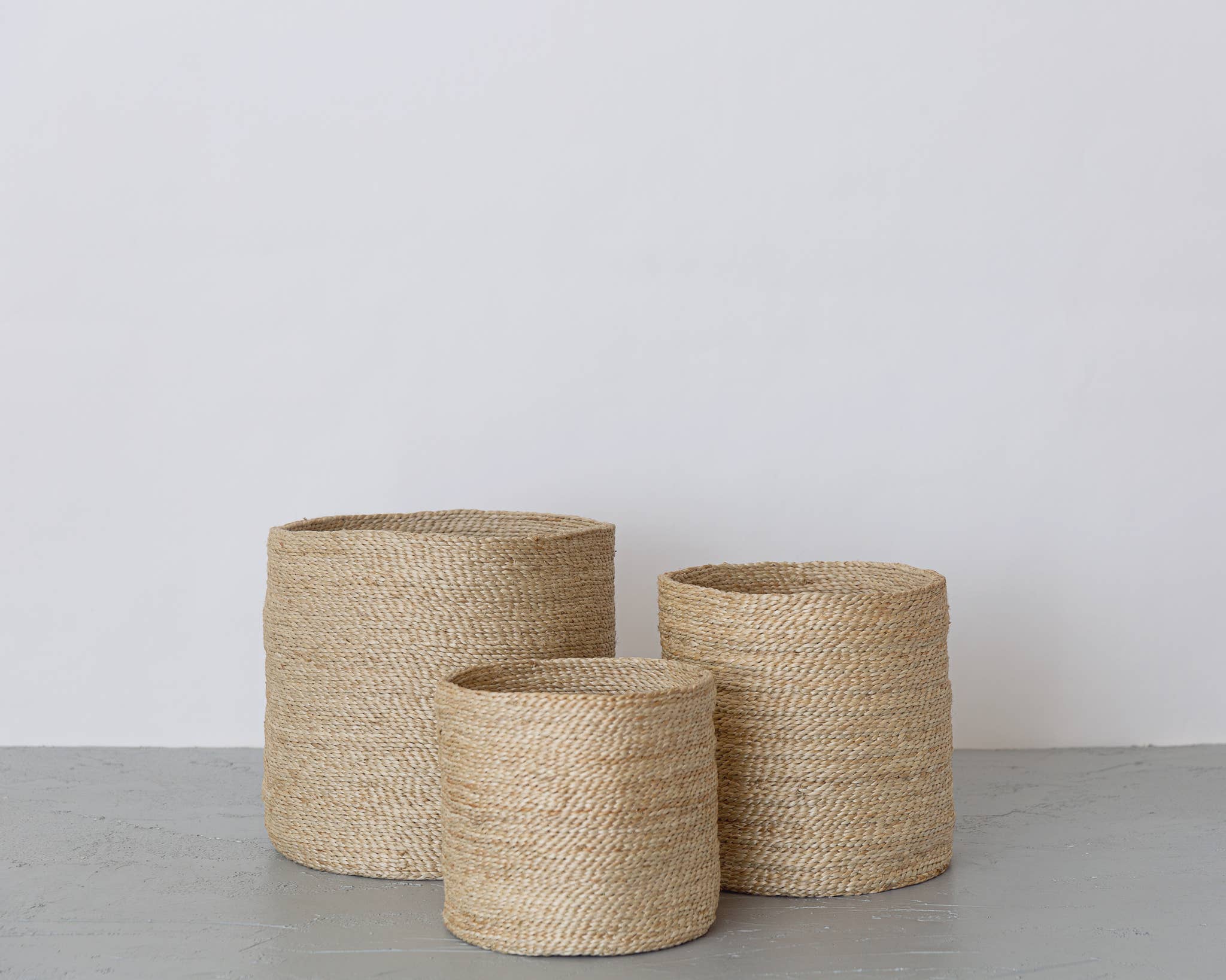 Tall Round Basket - natural jute