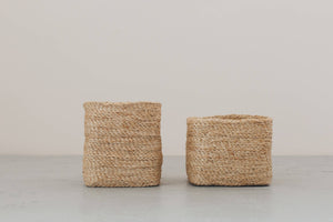 Square Tabletop Basket - natural jute