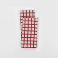 Hand Block Linen Napkin Set Graph Checks - Red