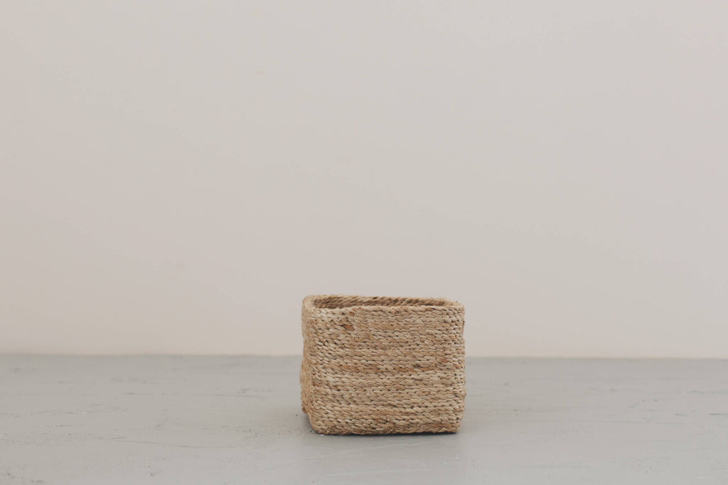 Square Tabletop Basket - natural jute
