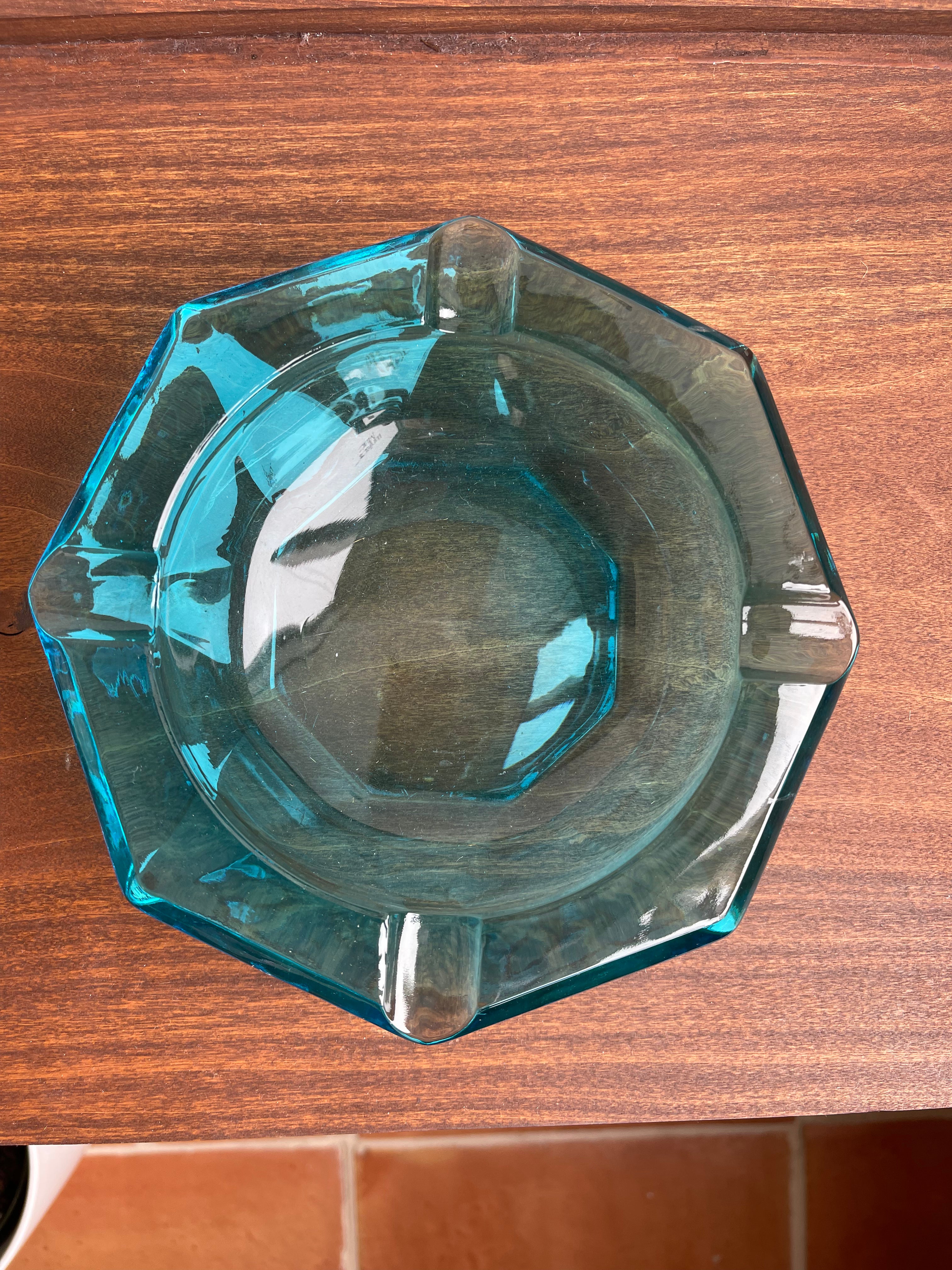 Vintage Light Blue Hazel-Atlas Glass Ashtray / Catchall