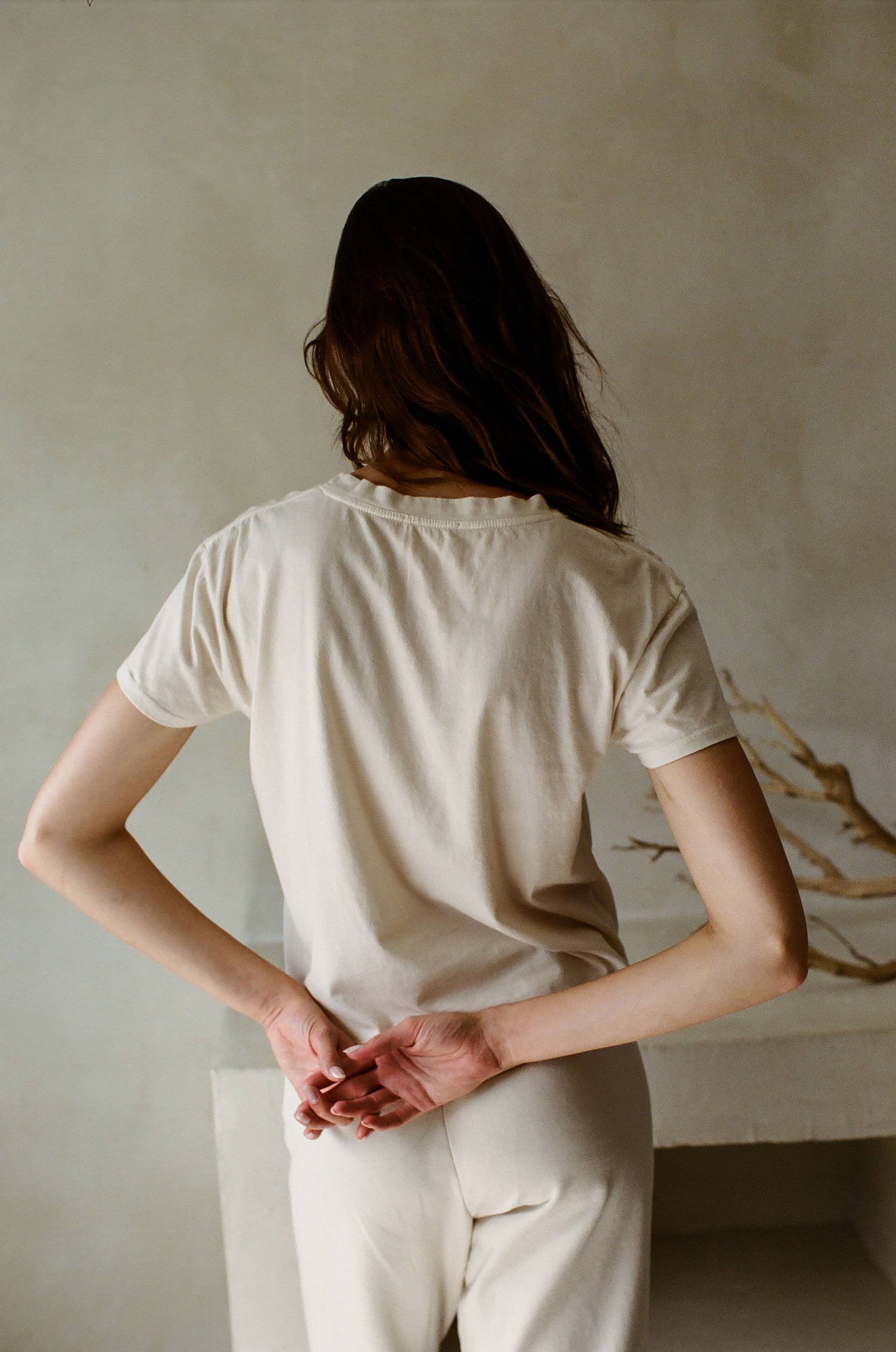 Organic Cotton Garment Dyed Crew Neck Top