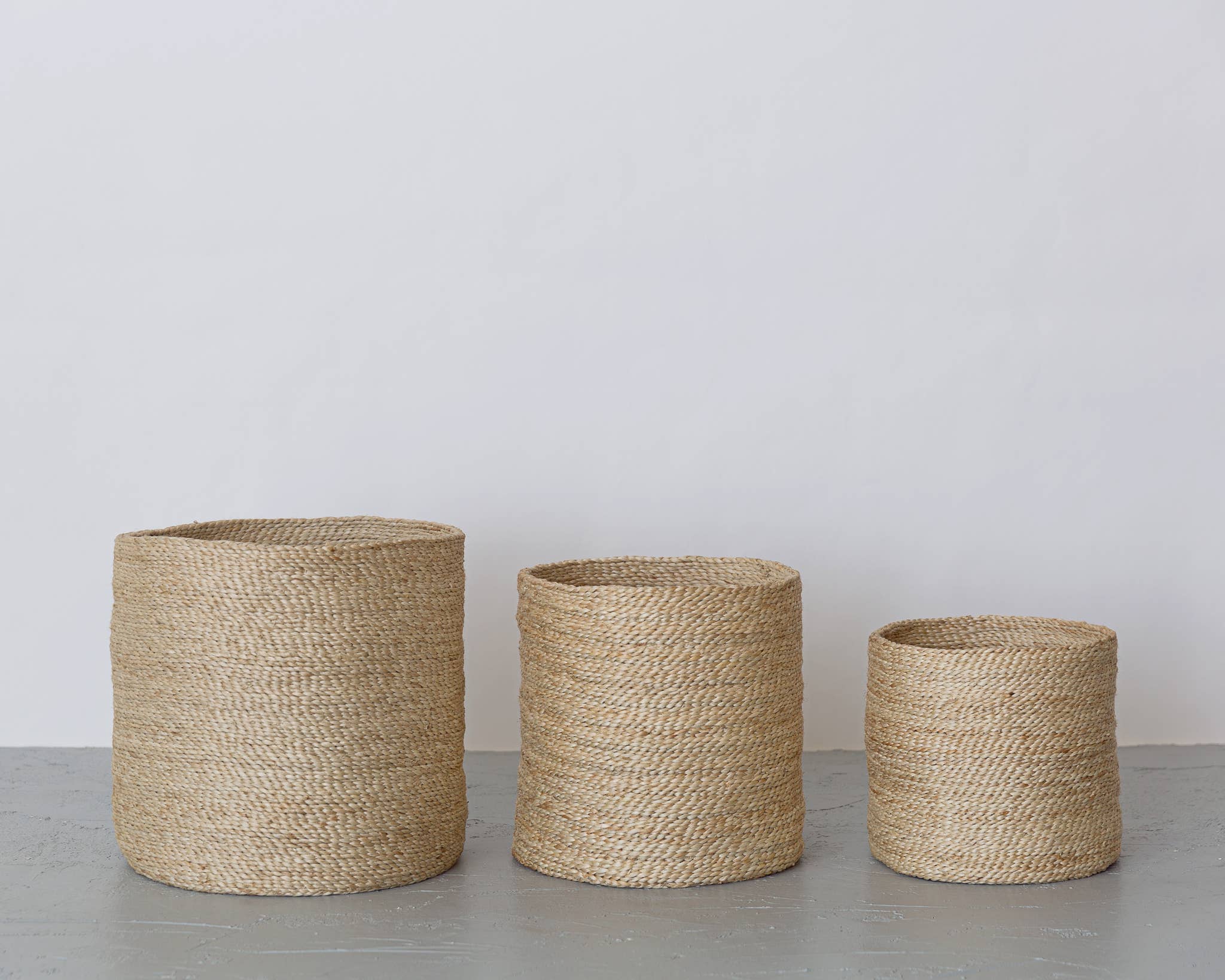 Tall Round Basket - natural jute