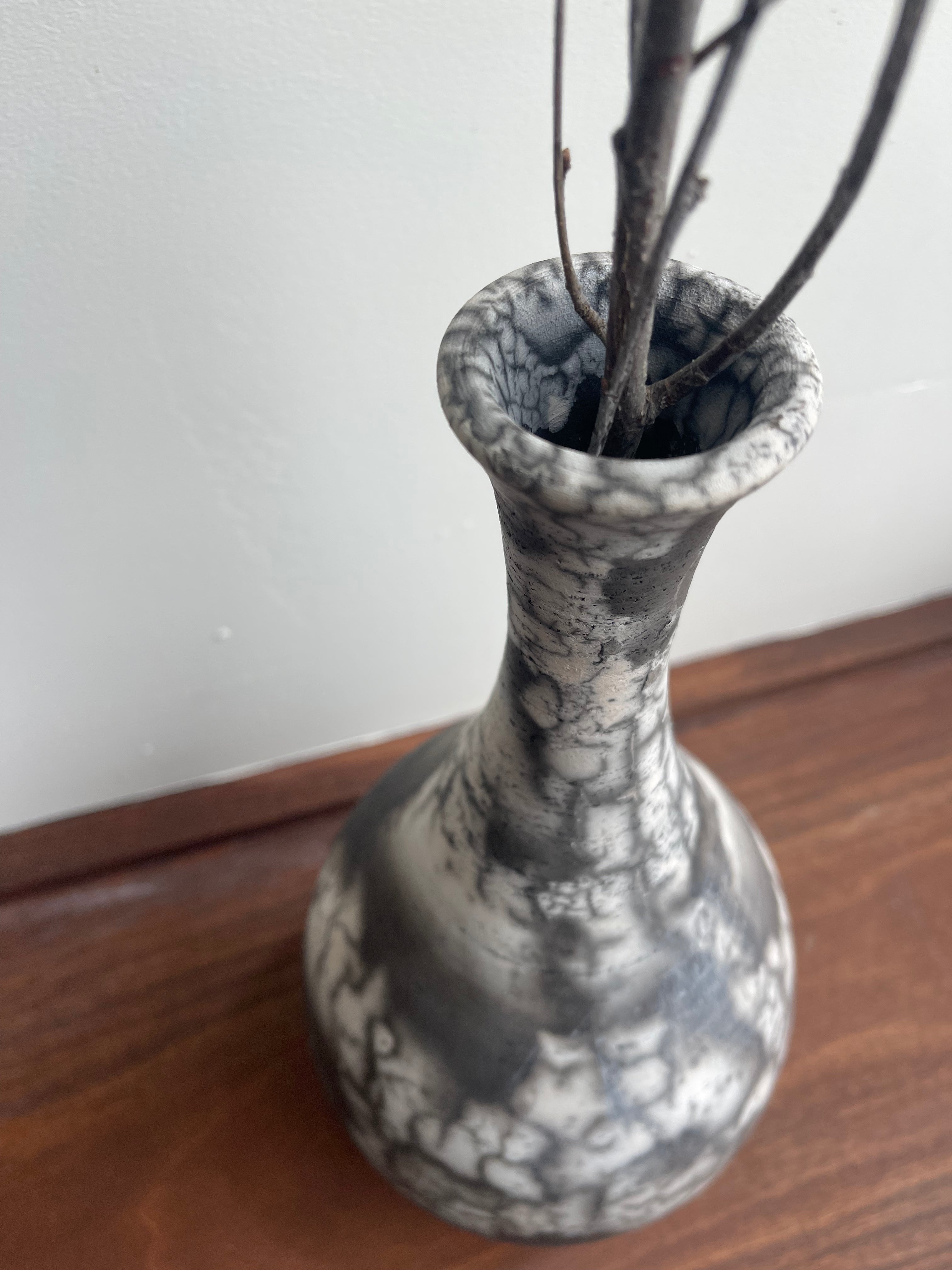 Ceramic Vase - Horsehair raku Vase Tall
