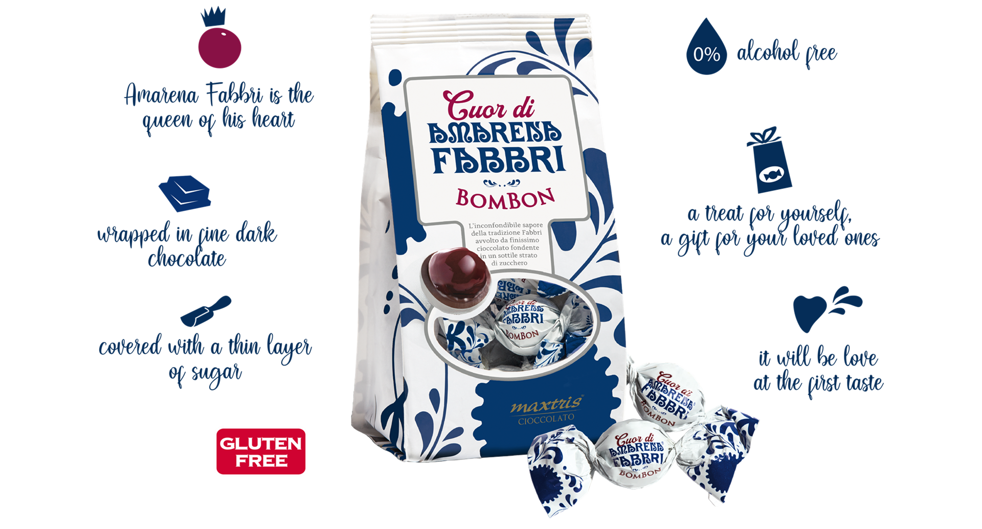 Chocolate Covered Candied Amarena Cherries - Fabbri Cuor di