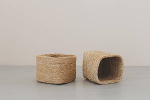 Square Tabletop Basket - natural jute