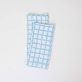 Hand Block Linen Napkin Set Graph Checks - Blue