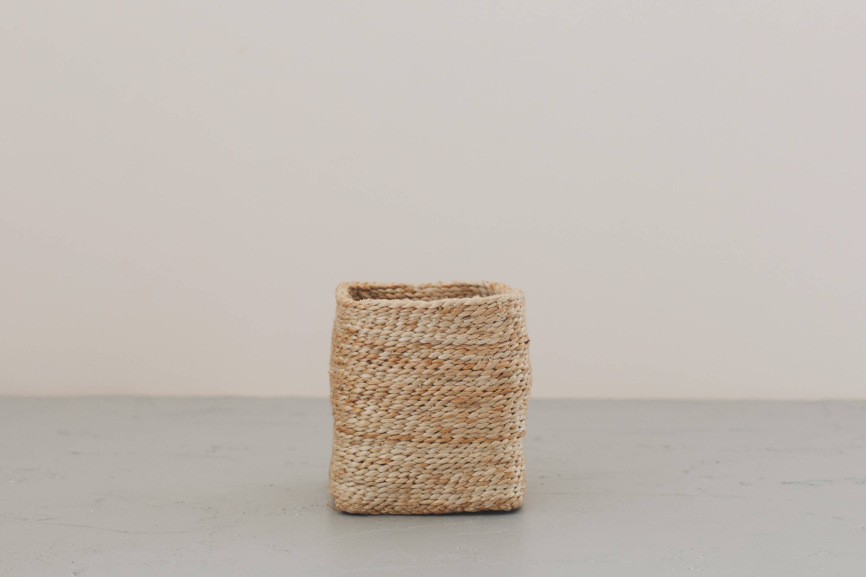 Square Tabletop Basket - natural jute