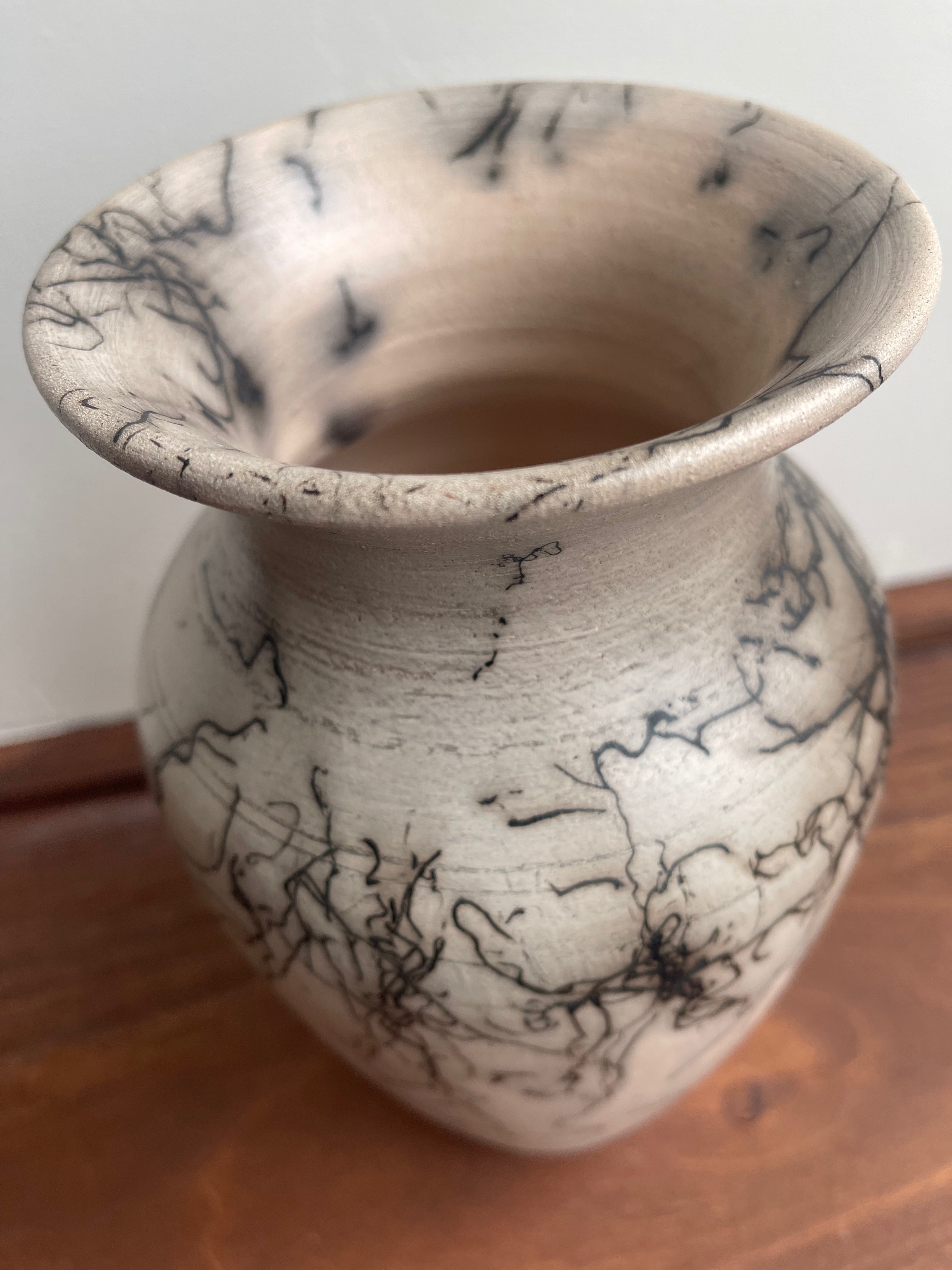 Ceramic Vase - Horsehair raku Vase