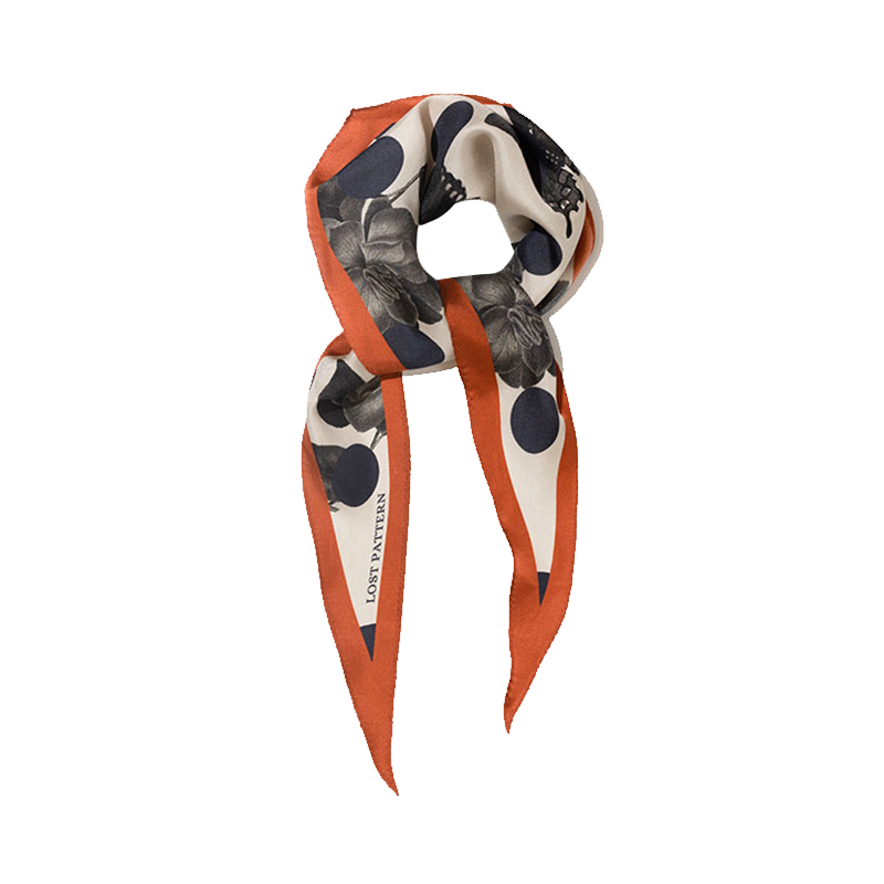 "Noir Floral" Silk Diamond Neckerchief