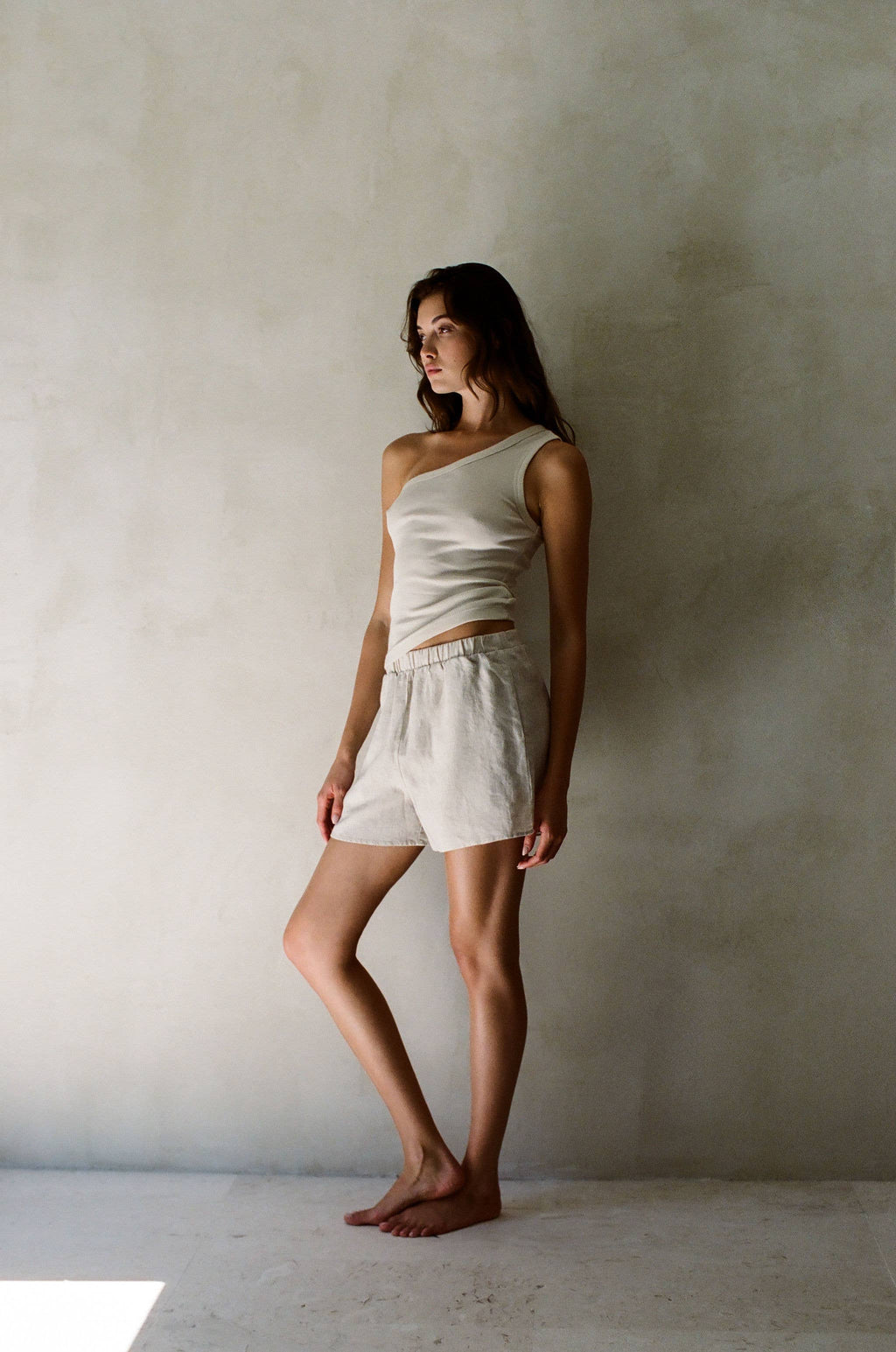 Woven 100% Linen Wide Leg Shorts With Pockets