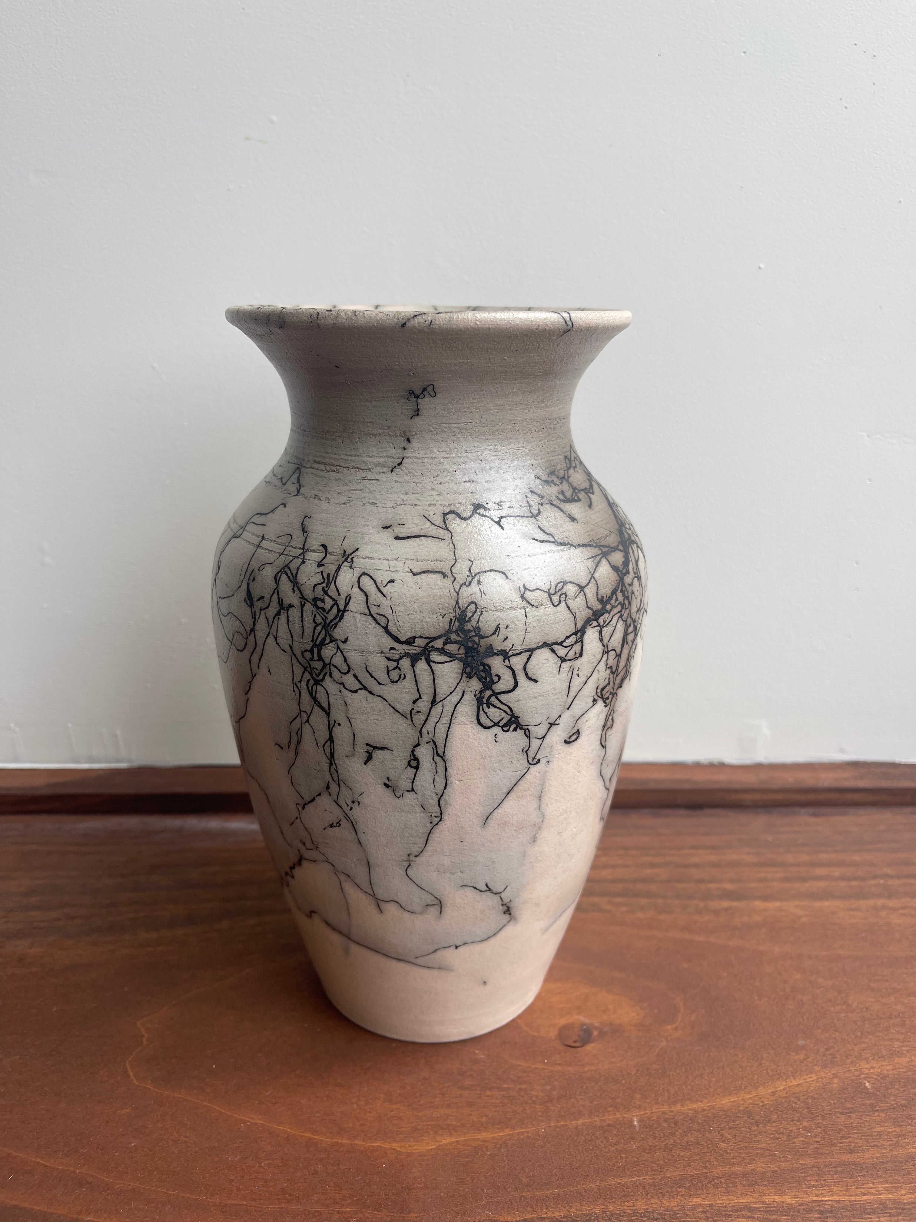 Ceramic Vase - Horsehair raku Vase