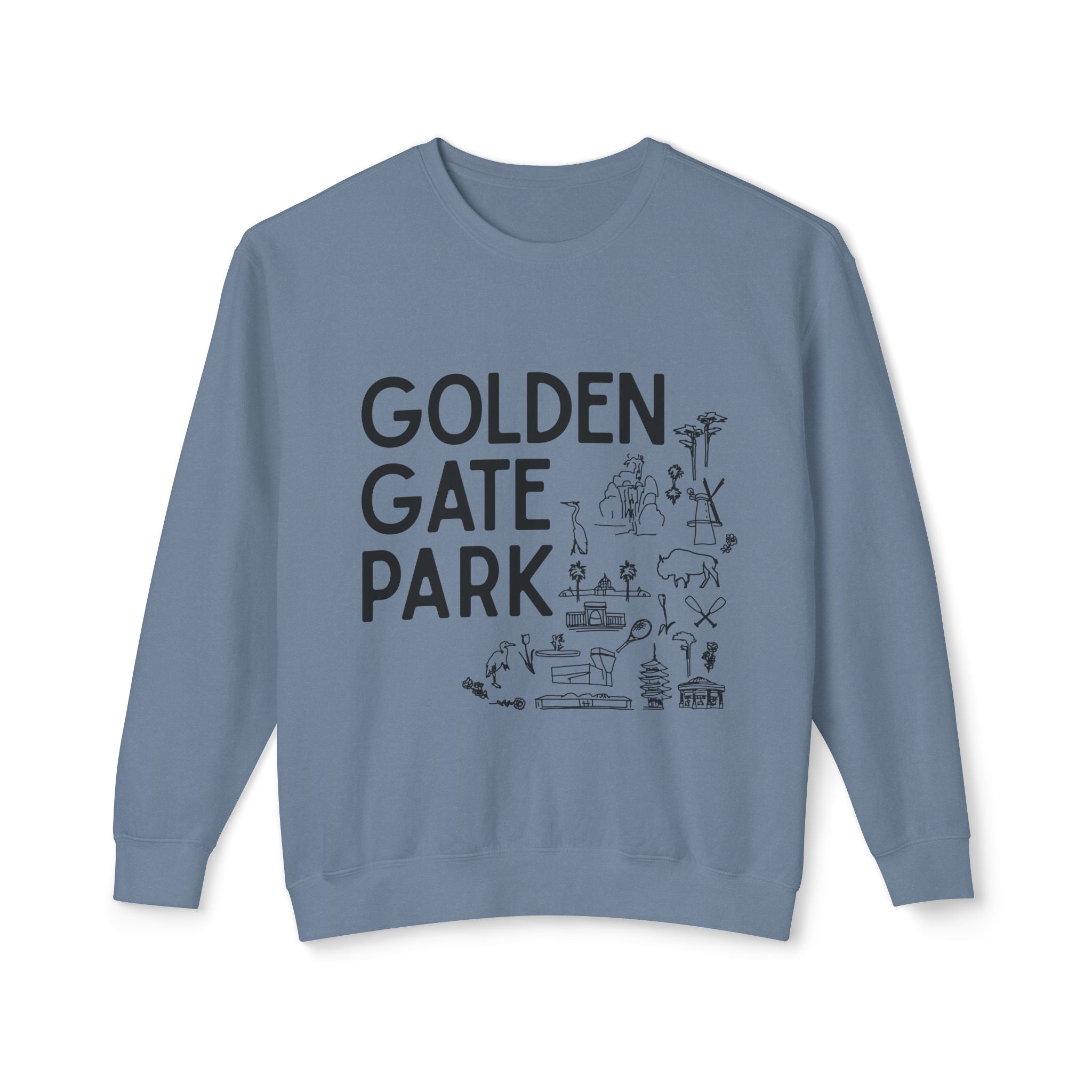 Golden Gate Park | Adult Unisex Crewneck Sweatshirt | A bit of Sketching on the Front
