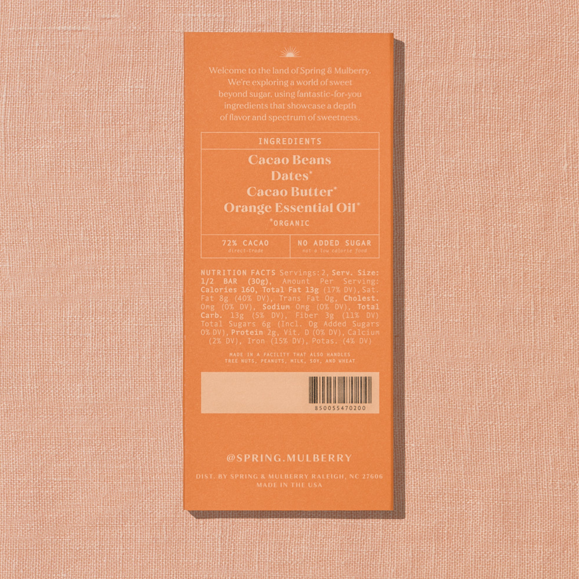 Blood Orange Date-Sweetened Dark Chocolate