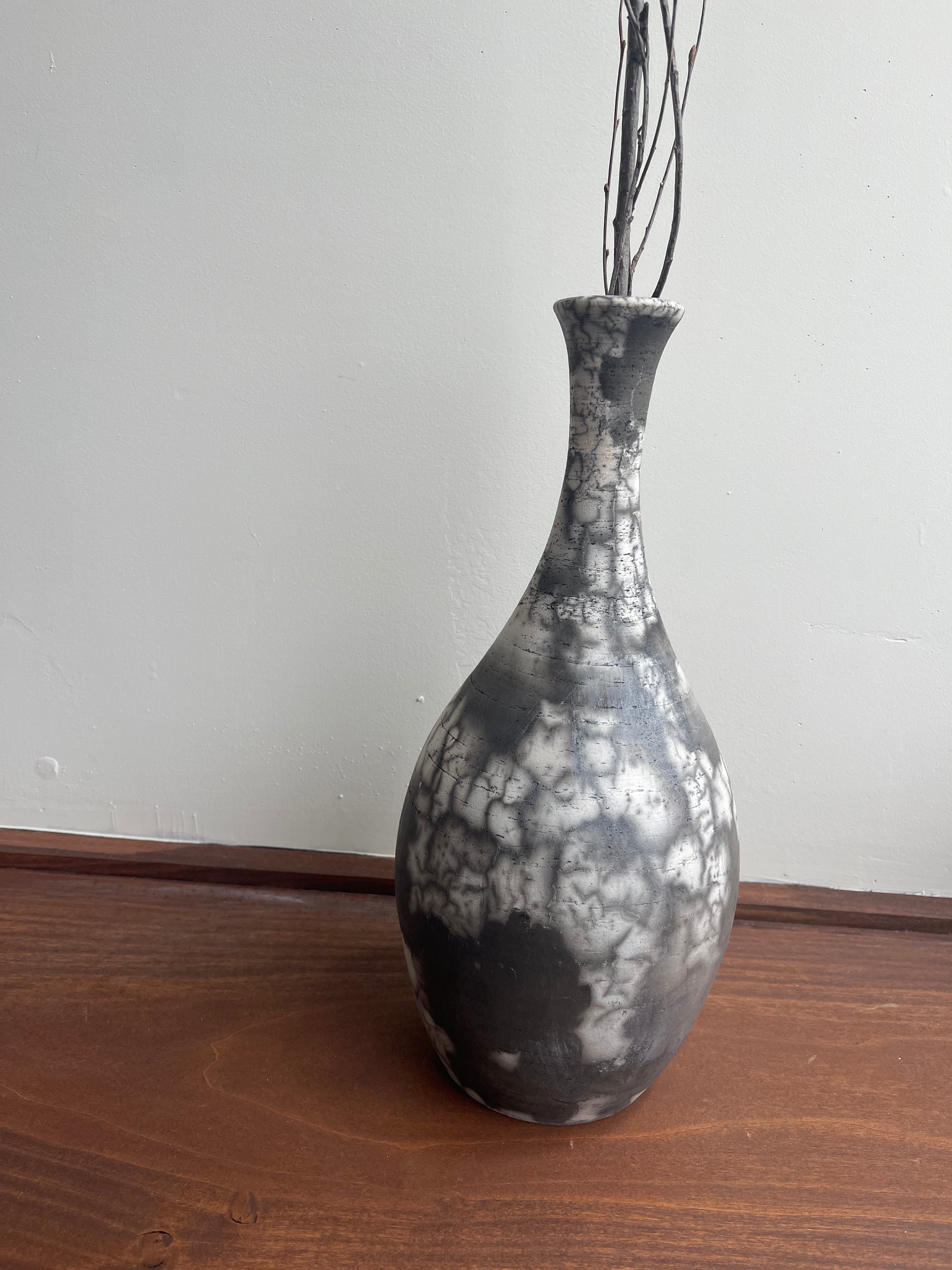 Ceramic Vase - Horsehair raku Vase Tall