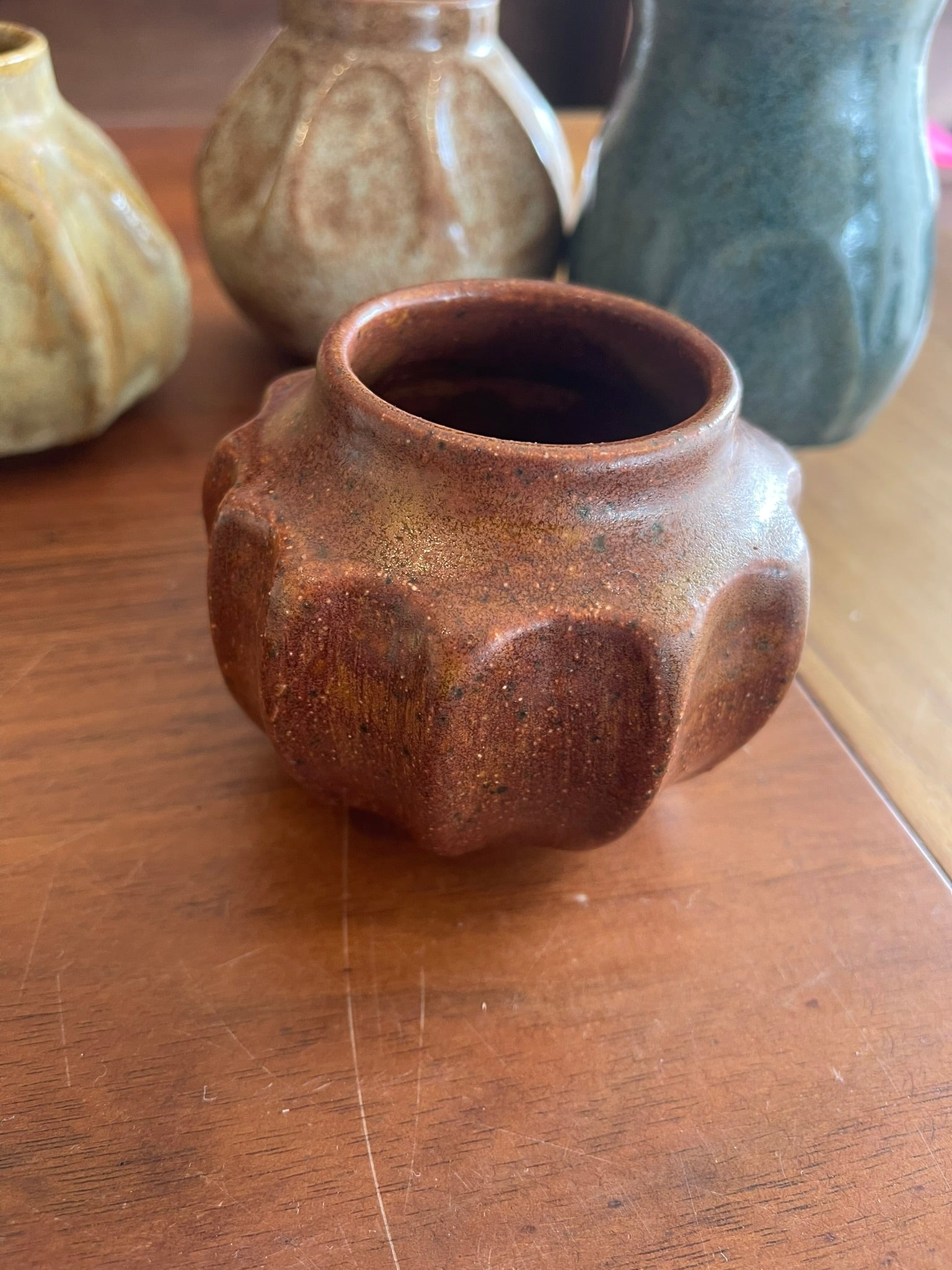 Ceramic Vase / Vessel - Reddish Brown Short