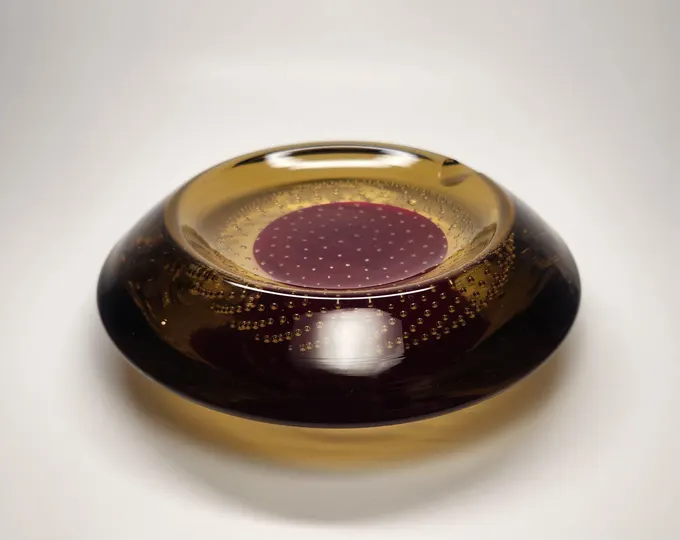 Vintage MCM amber Murano Ashtray