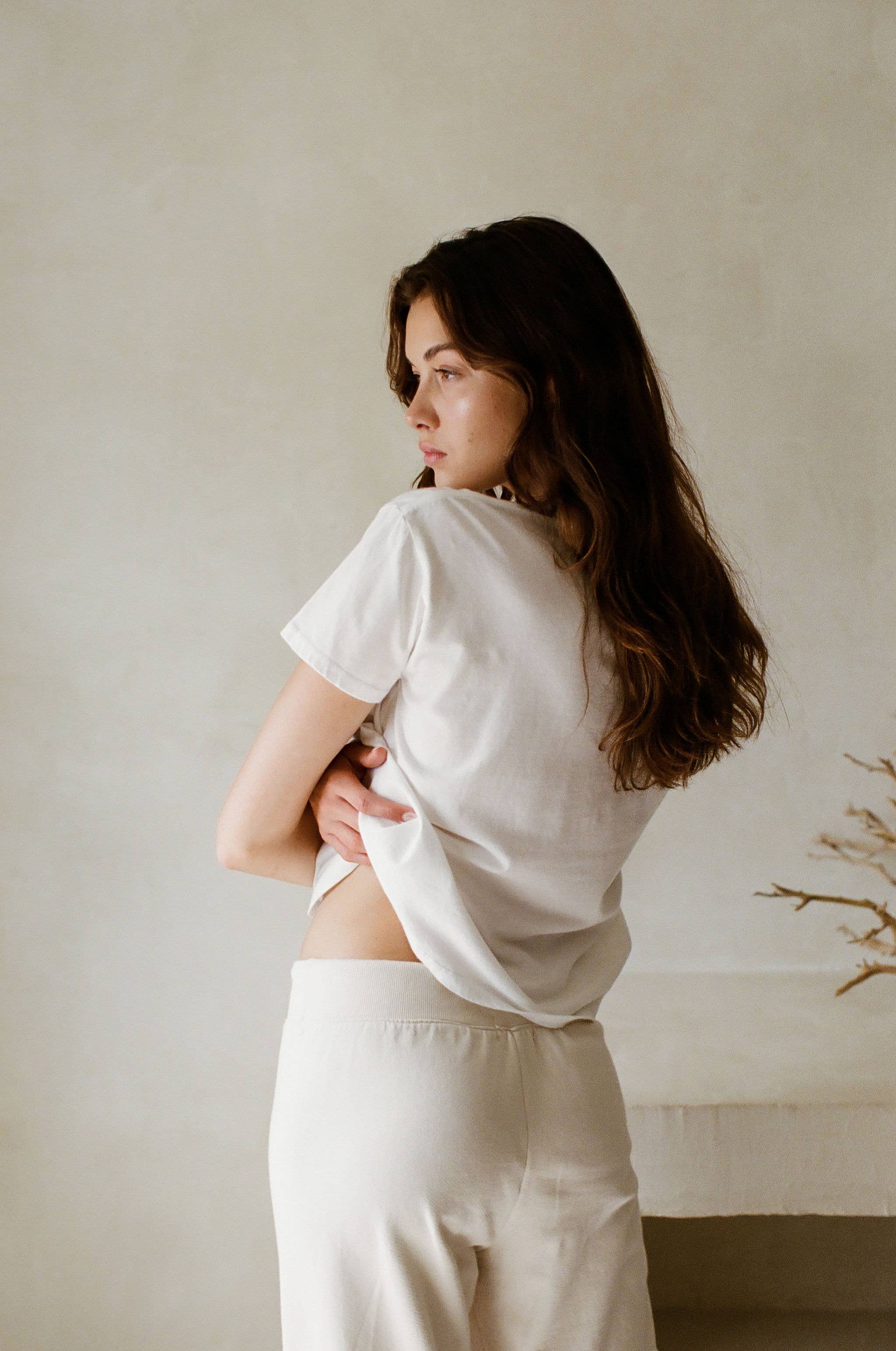 Organic Cotton Garment Dyed Crew Neck Top