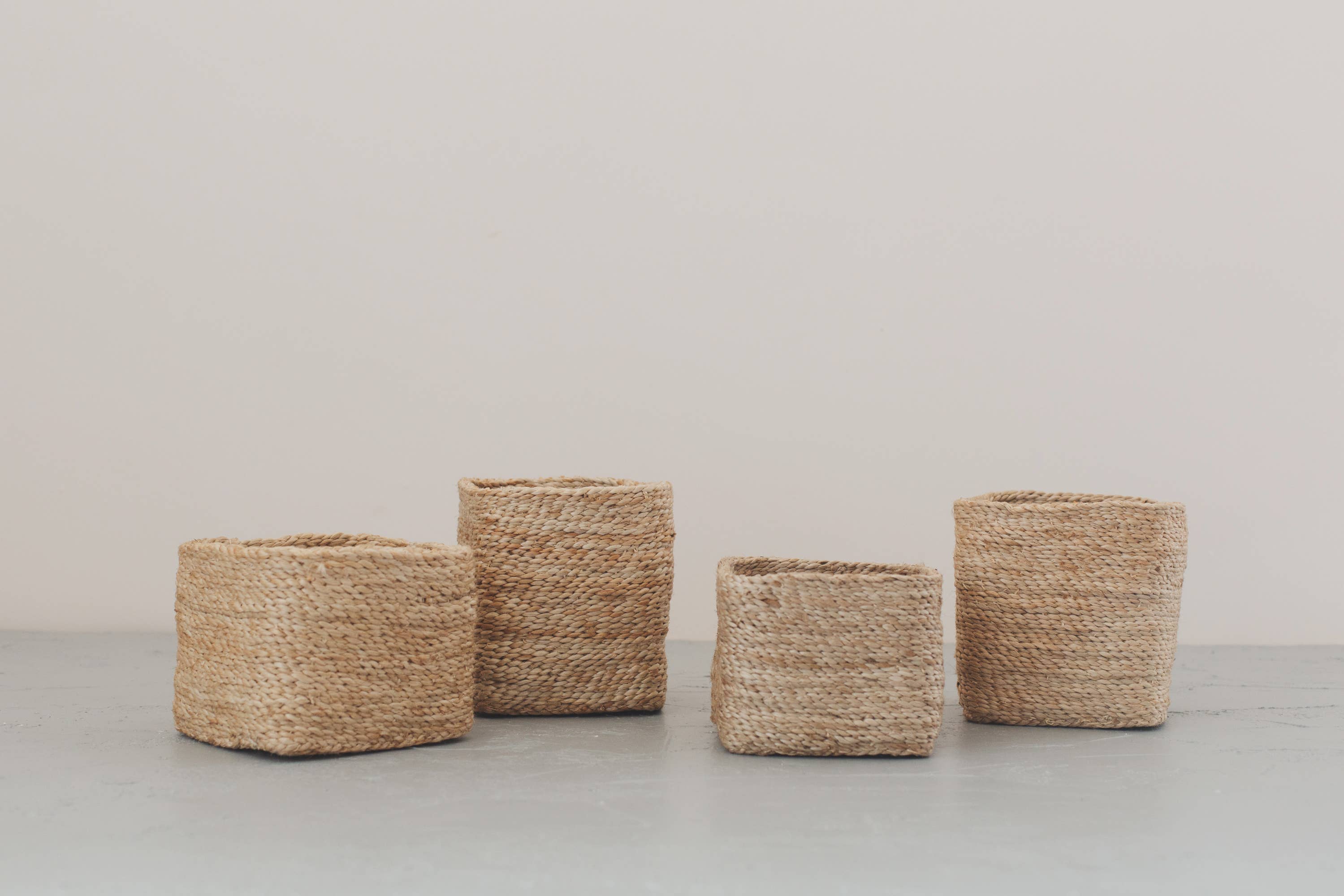 Square Tabletop Basket - natural jute