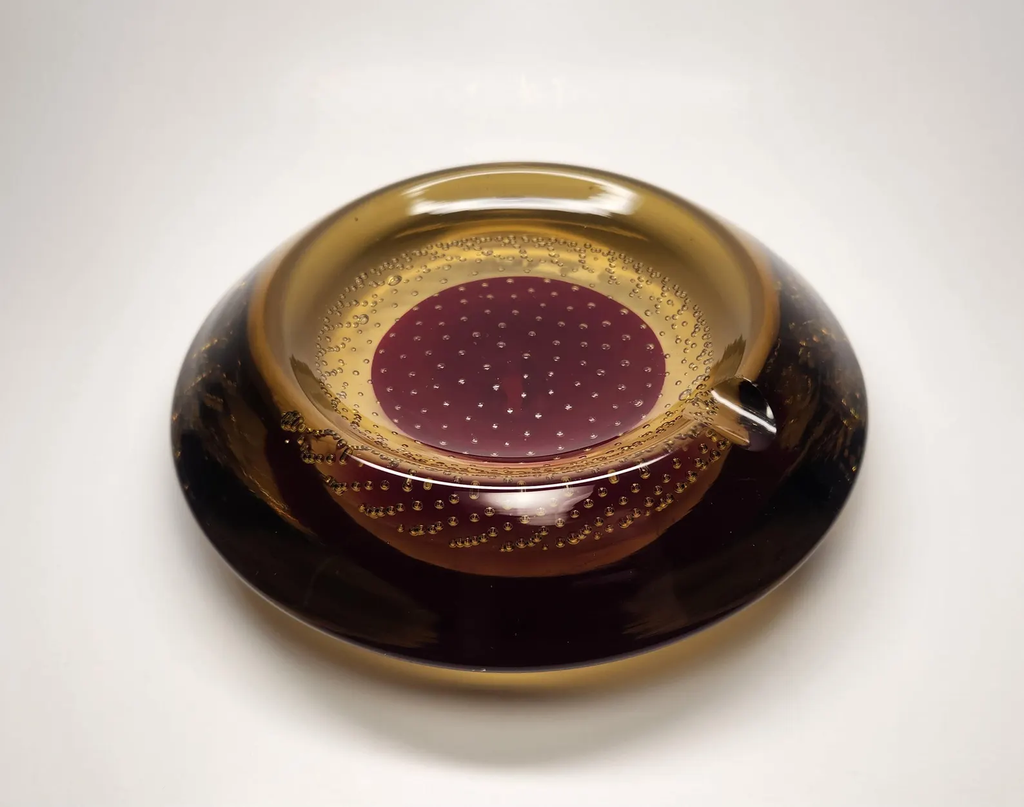 Vintage MCM amber Murano Ashtray