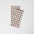 Hand Block Linen Napkin Set Graph Checks - Brown