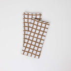 Hand Block Linen Napkin Set Graph Checks - Brown