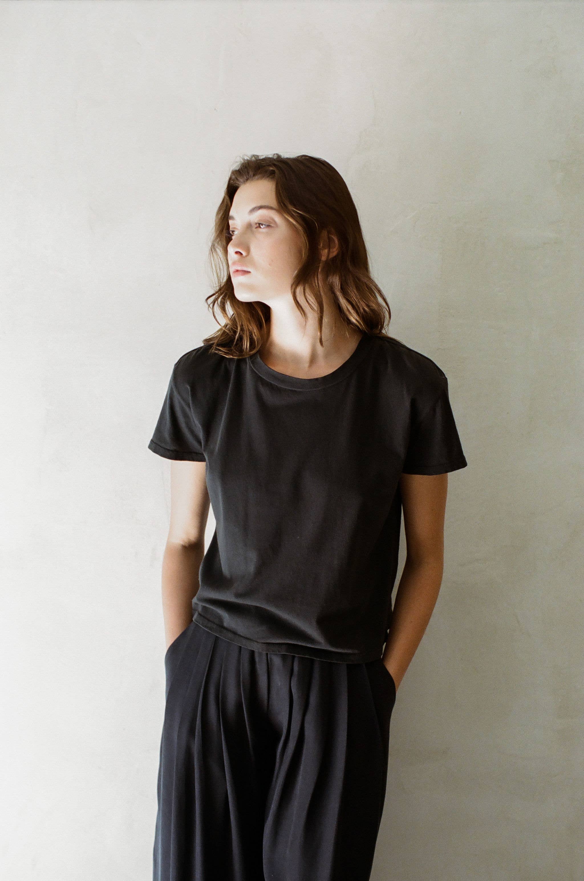 Organic Cotton Garment Dyed Crew Neck Top