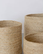 Tall Round Basket - natural jute