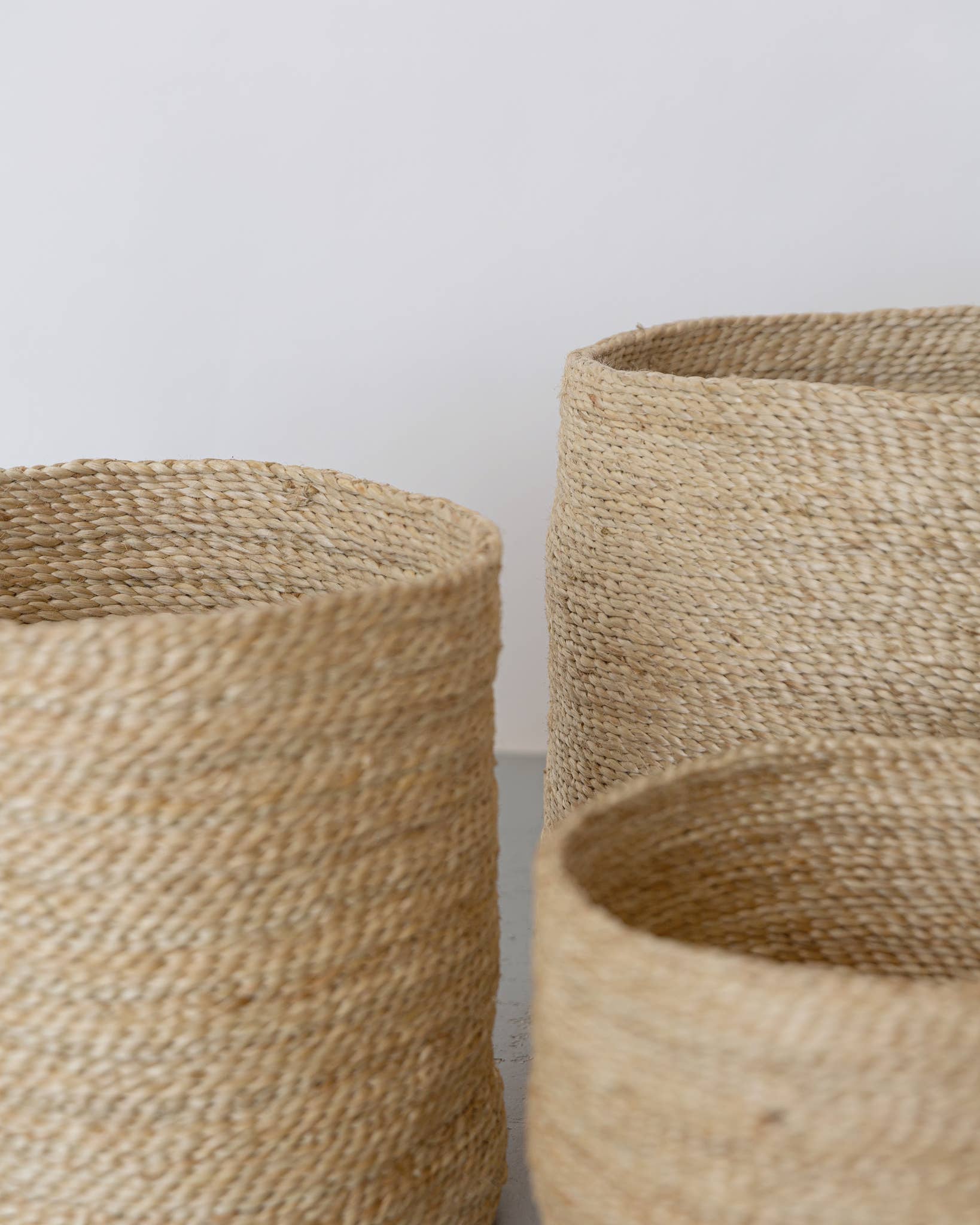 Tall Round Basket - natural jute
