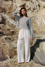 Woven 100% Linen Wide Leg Pants