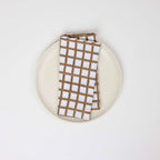Hand Block Linen Napkin Set Graph Checks - Brown