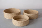 Round Tabletop Basket Trio, jute - natural