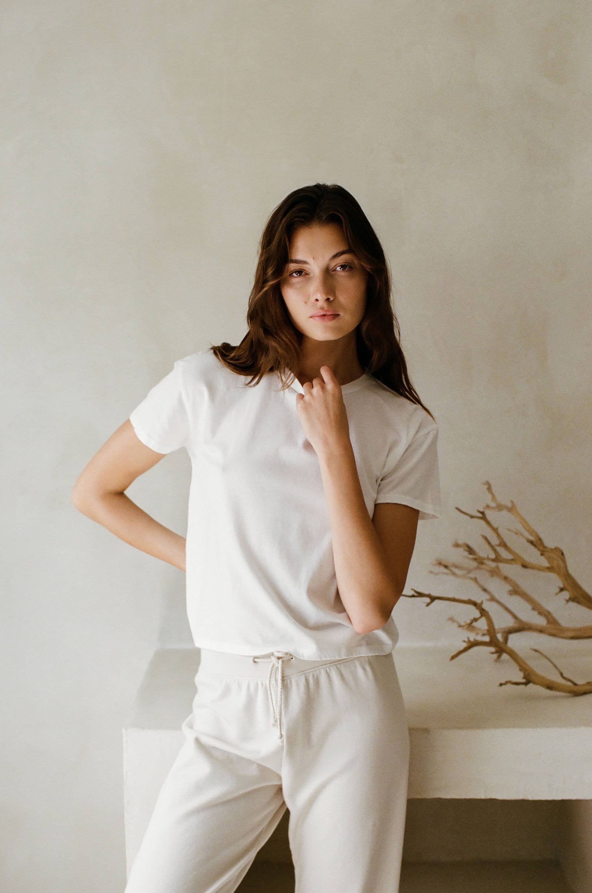 Organic Cotton Garment Dyed Crew Neck Top