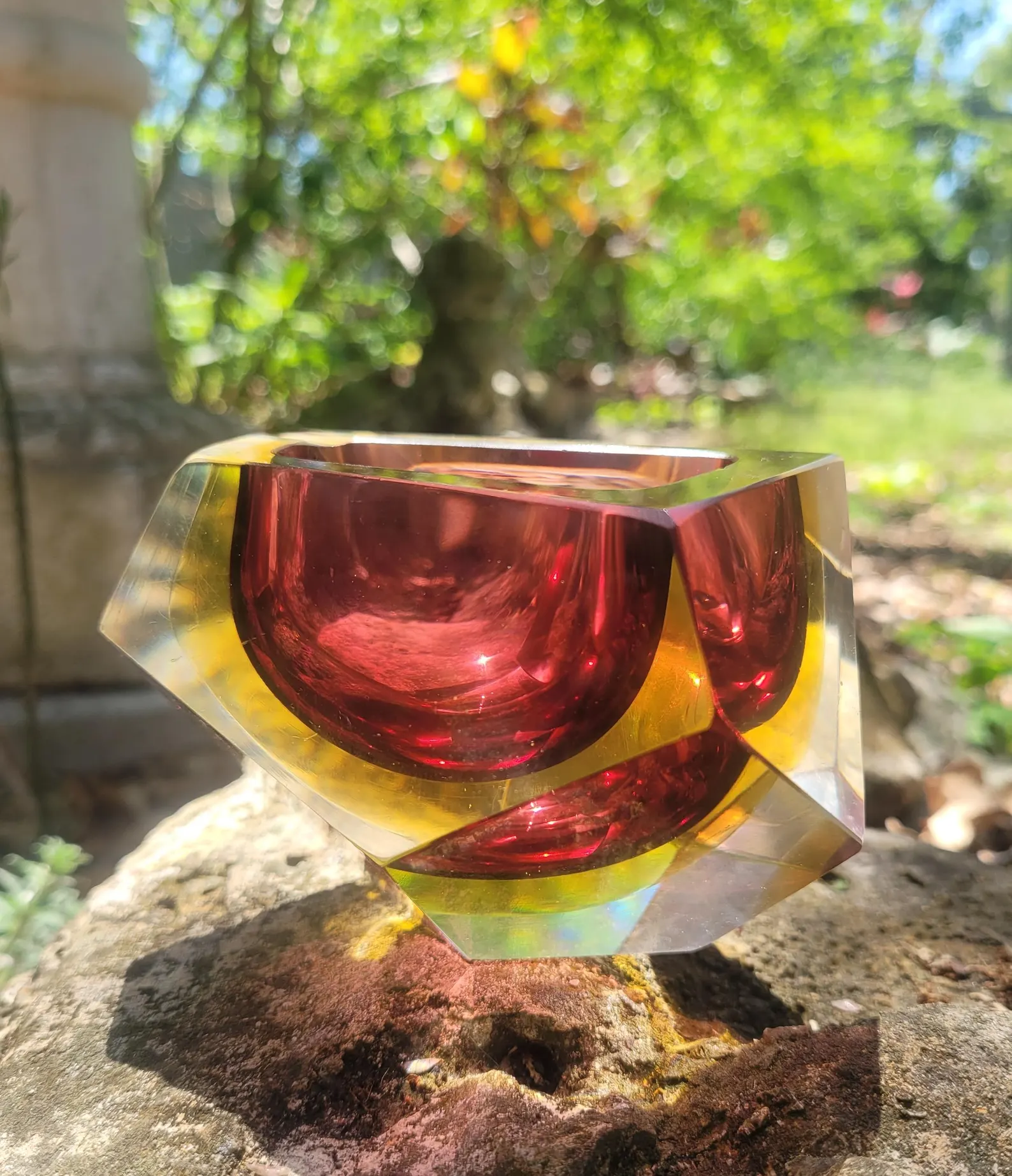 Vintage Art Glass Ashtray Catchall Paperweight