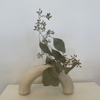 Ceramic Double Arch White and Teal Vase