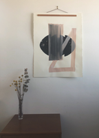 Block Print Artwork - "Black with Pink Swiped Overlay"