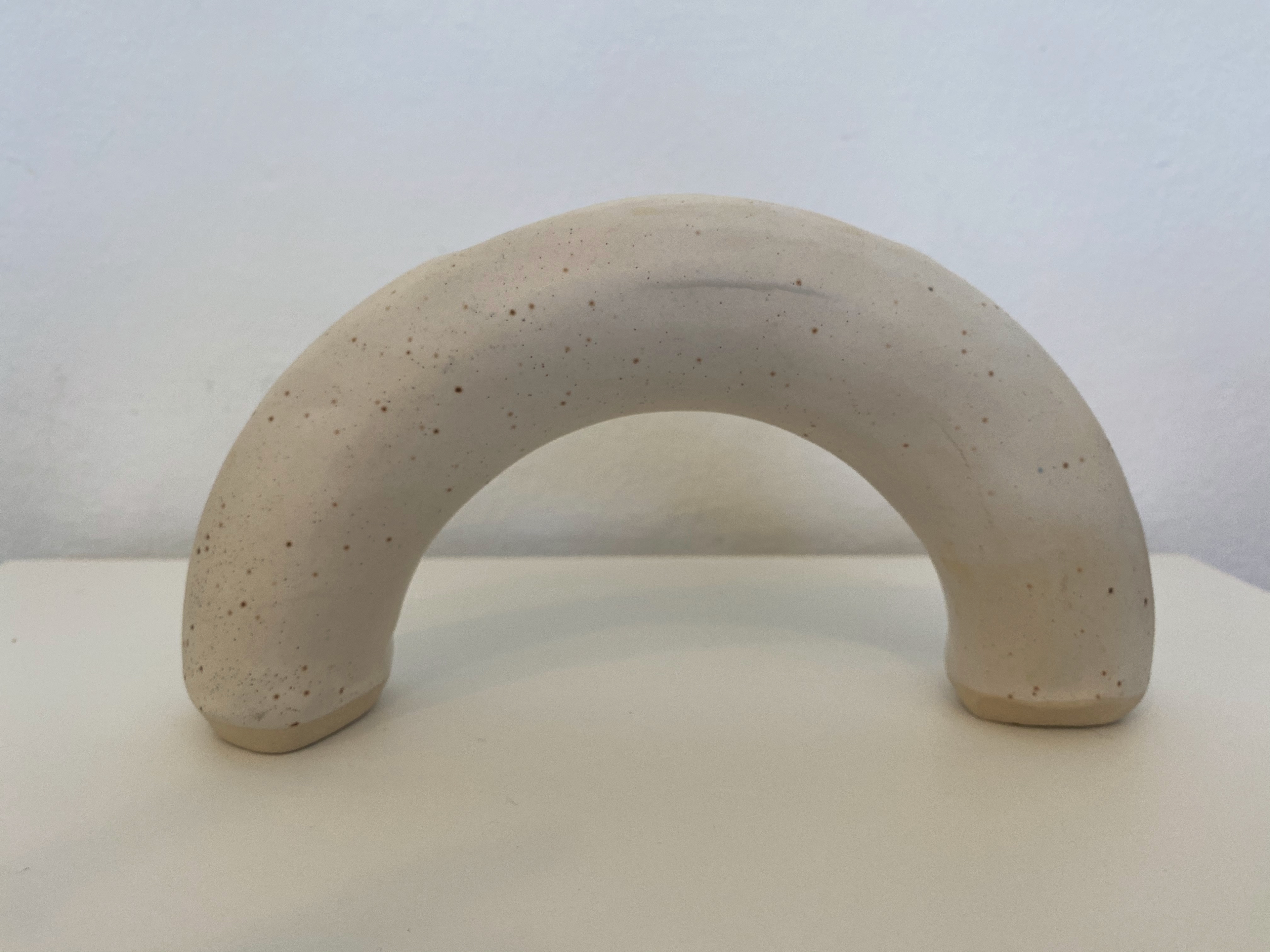 Ceramic Double Arch White and Teal Vase