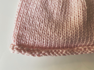 Handmade Knitted Acorn Hat - Cotton Blend in Pale Pink