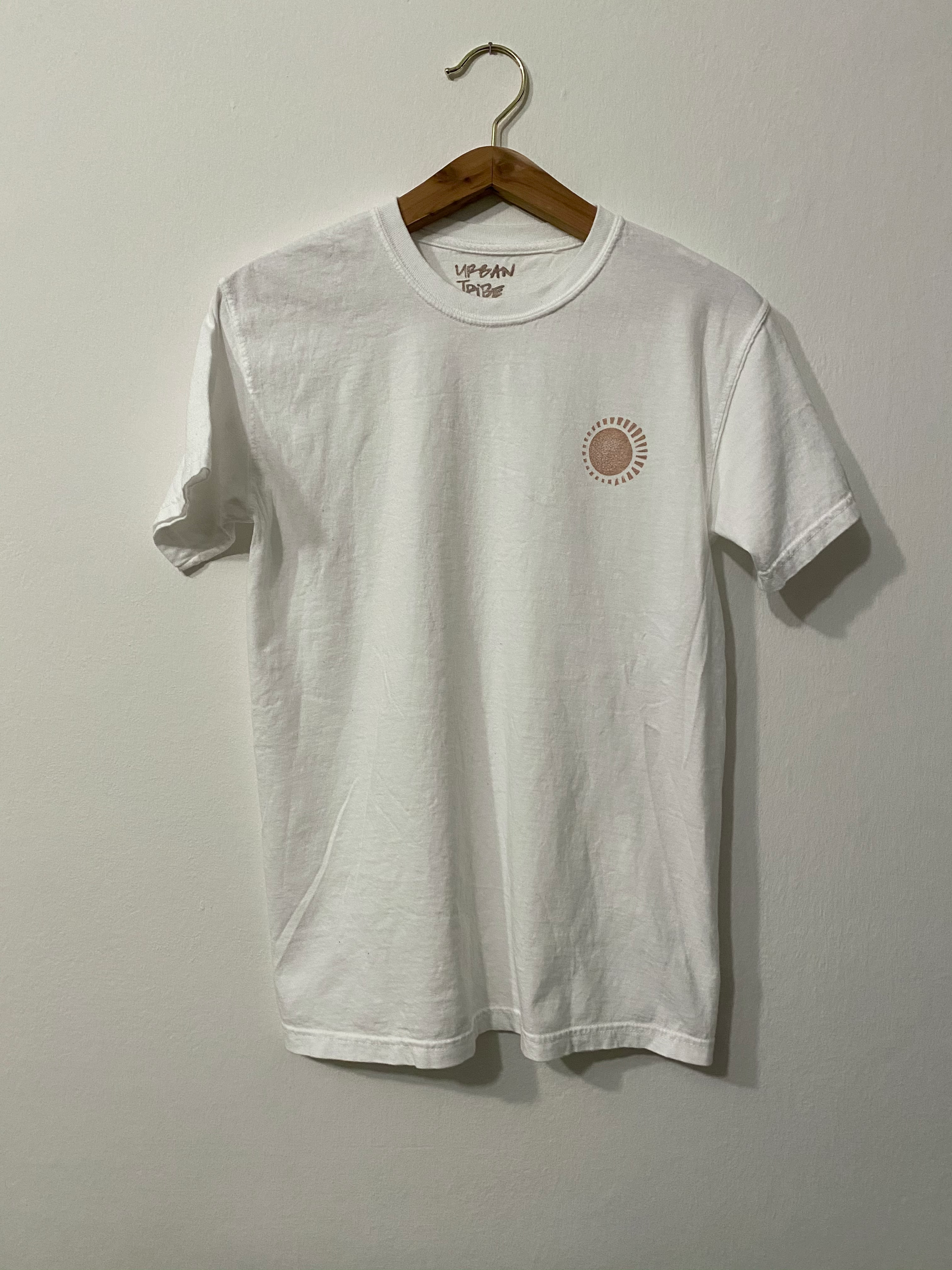 Short Sleeve Shirt - Block Print White Tee