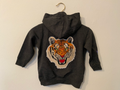 Tiger - Kids Patch Hooded Sweatshirt - Dark Grey